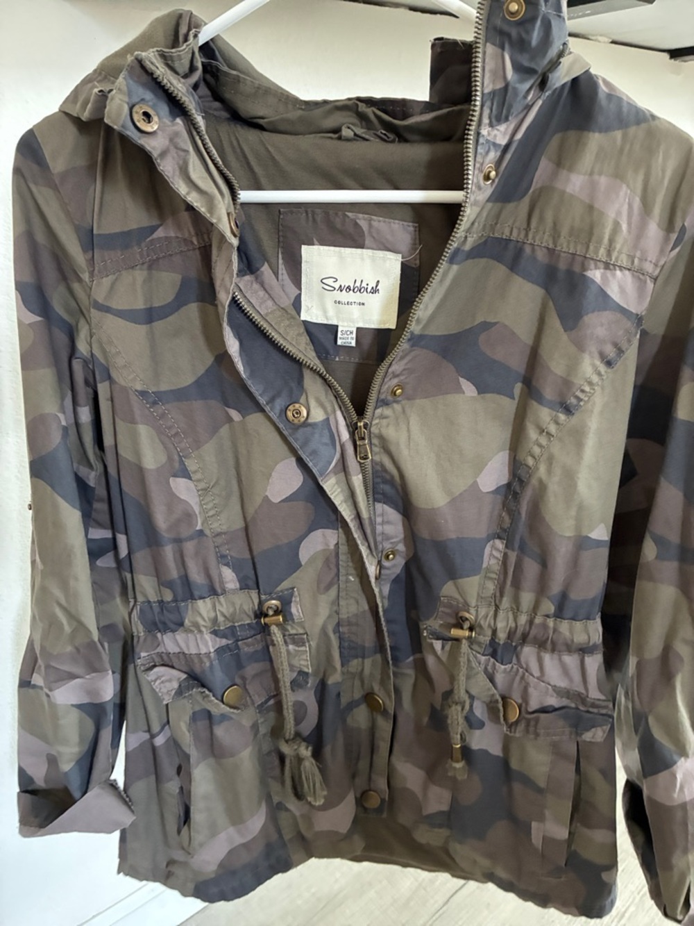 Snobbish Collection Women's Camo Utility Jacket - Olive/Khaki